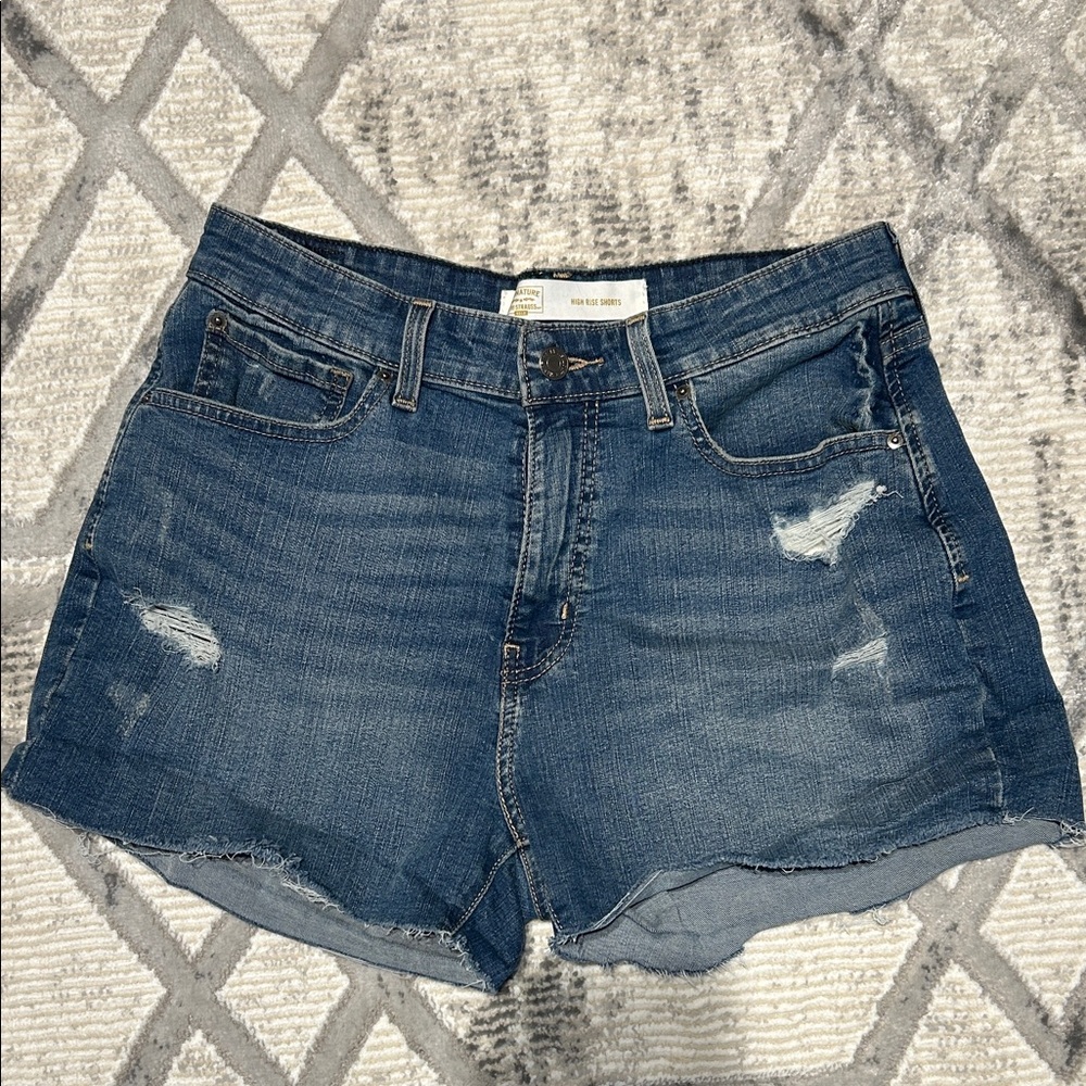 Signature by Levi Strauss Distressed Blue Jean Shorts